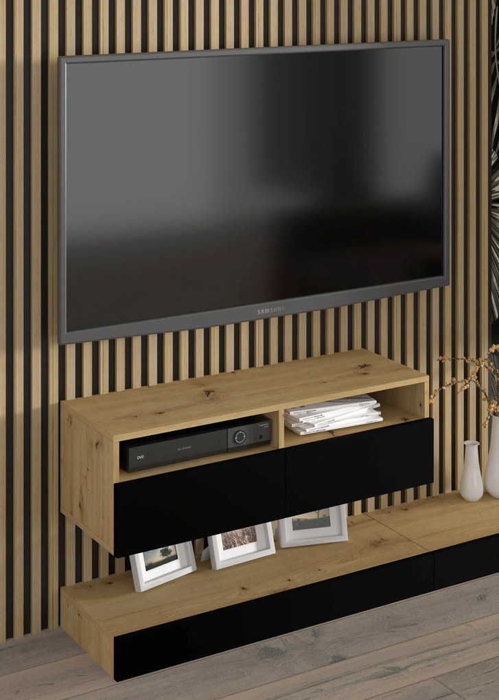 Nappali fal Dual B (fekete + artisan tölgy). Akció -21%. 1124923