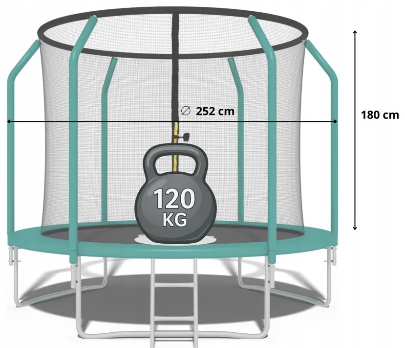 Prémium kerti trambulin gyerekeknek beltéri hálóval 8FT - Ø 252 cm