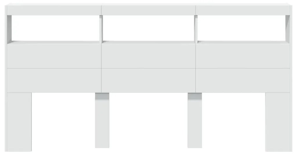 fehér áthidalószekrény LED-világítással 200 x 17 x 102 cm
