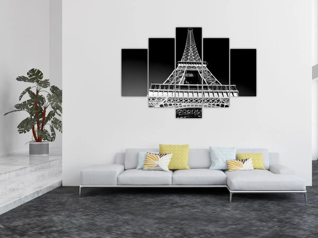 Kép - Eiffel-torony, fekete-fehér (150x105 cm)