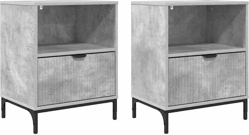 vidaXL Éjjeliszekrény 2 pcs Beton szürke 49 x 36 x 61 cm Faanyag