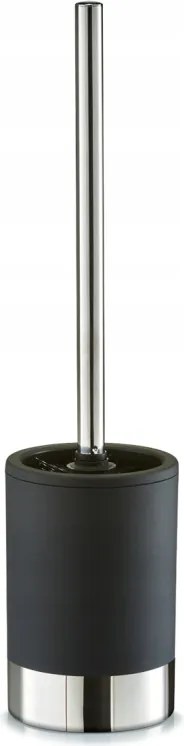 WC-kefe fekete, ezüst, matt műanyag 10x41cm