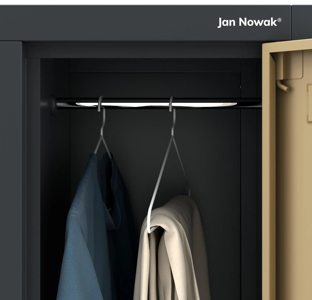 Fém öltözőszekrény 6 rekeszes IGOR, 900 x 1850 x 450 mm, Eco Design: antracit/ dió