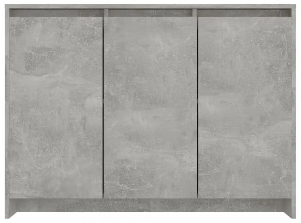betonszürke szerelt fa tálalószekrény 102 x 33 x 75 cm