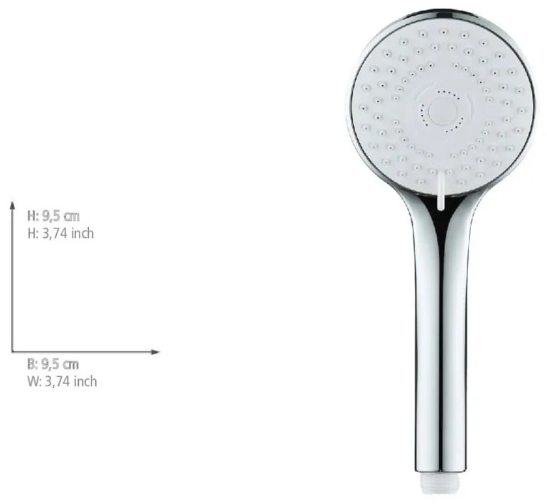 Ezüstszínű műanyag zuhanyfej ø 9,5 cm Uno – Allstar