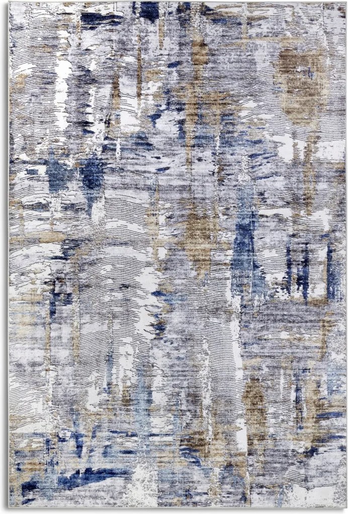 Modern szőnyeg nappaliba 80x150cm,lapos szövésű kék krémszínű