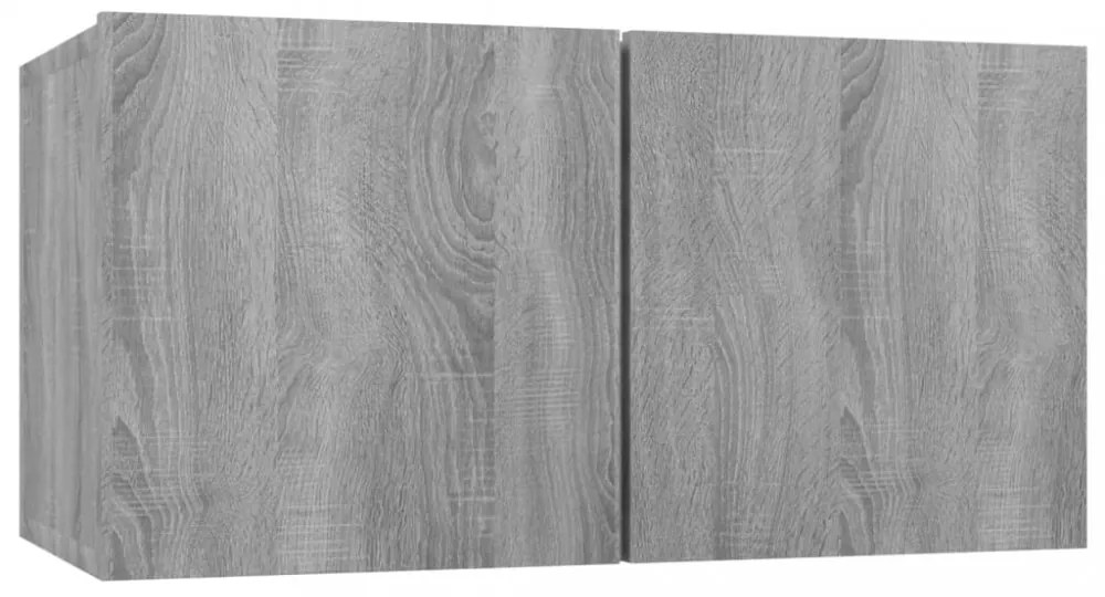 2 db füstös tölgy szerelt fa függő TV-szekrény 60 x 30 x 30 cm