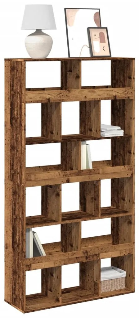 antik fa színű szerelt fa könyvespolc 100 x 33 x 187,5 cm