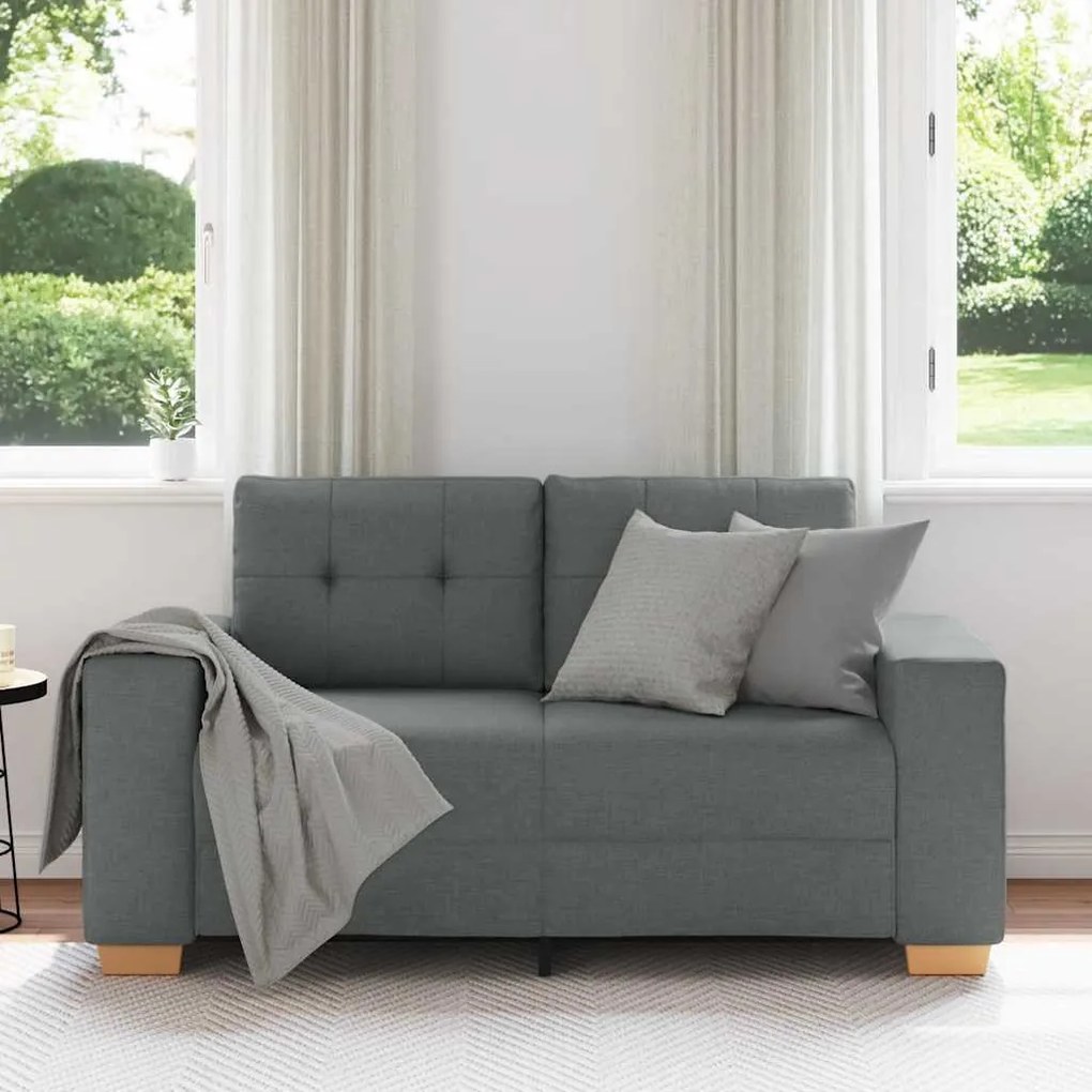 sötétszürke szövet loveseat kanapé 120 cm
