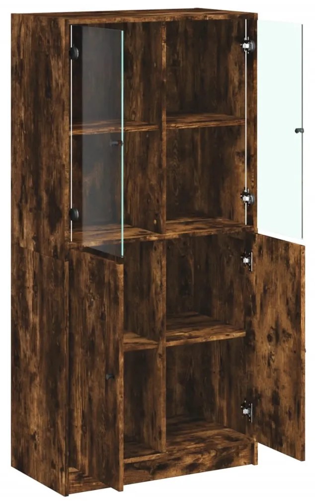 füstös tölgy színű magasszekrény ajtókkal 68x37x142 cm
