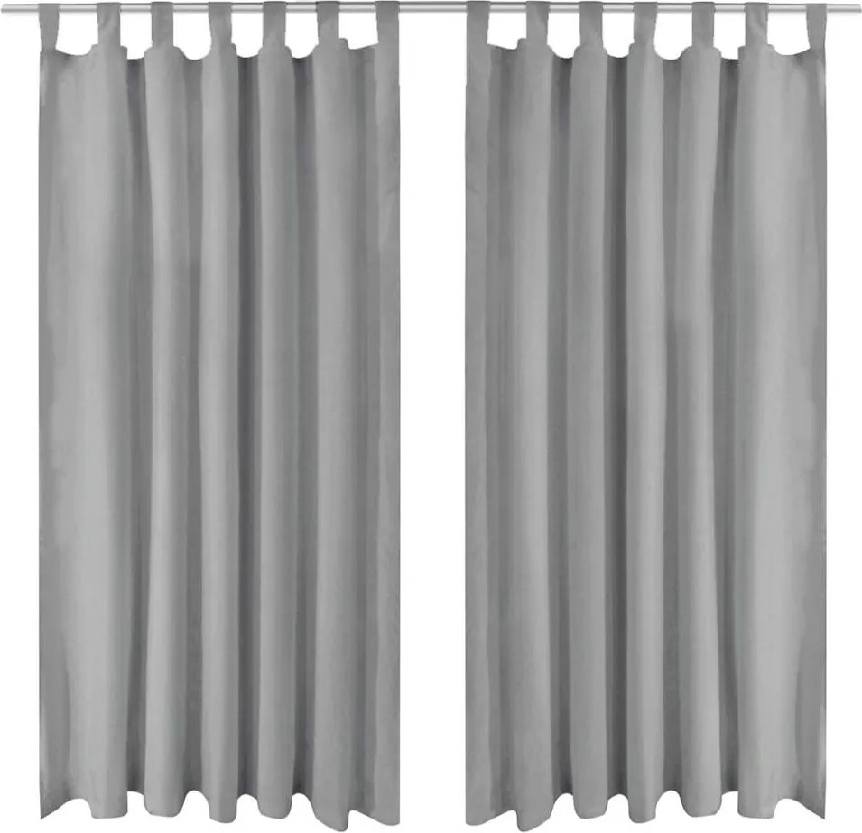 vidaXL 2 db szürke mikroszatén függöny karikákkal 140 x 175 cm