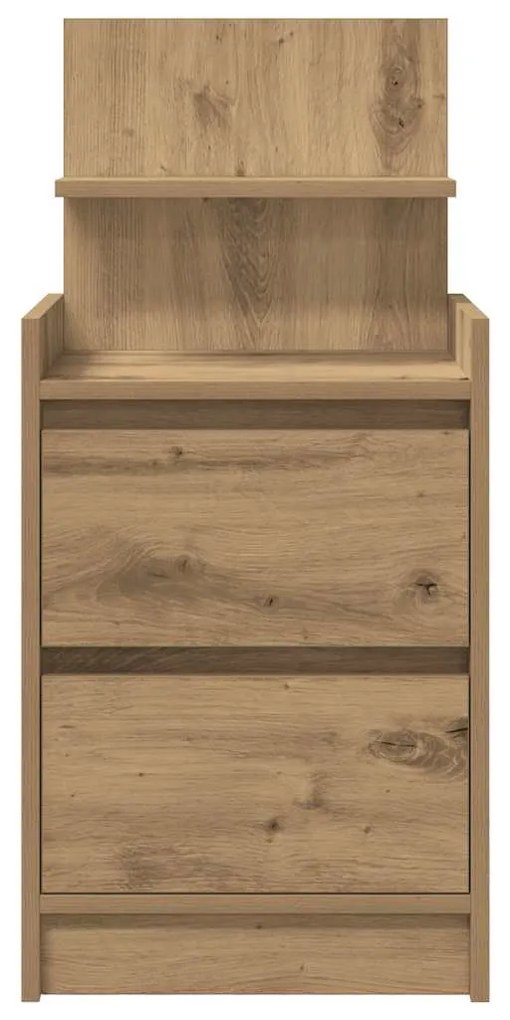 kézműves tölgy színű éjjeliszekrény 2 fiókkal 38x34x80 cm