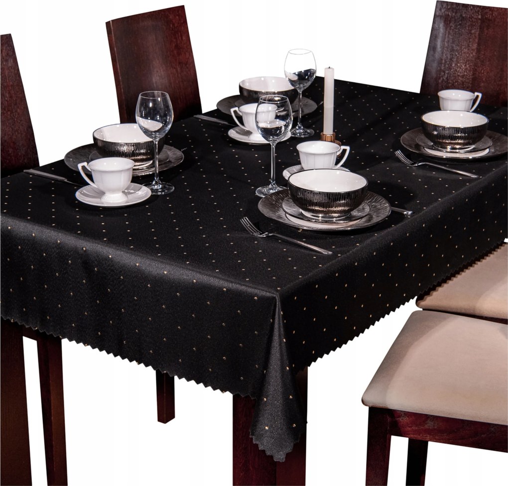 Abrosz Foltálló 200x120 Egész évben Elegáns Fekete és arany pöttyök SW32