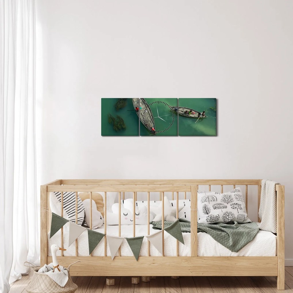 Kép - Horgászok a folyón (órával) (90x30 cm)