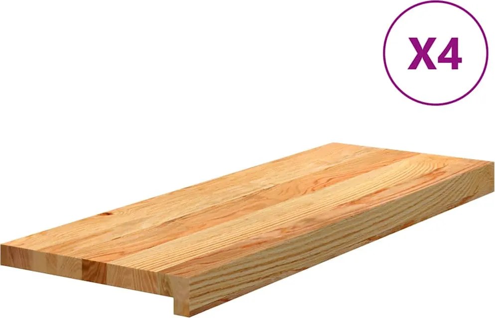 vidaXL 4 db tömör tölgyfa világosbarna lépcsőfokok 70x30x2 cm