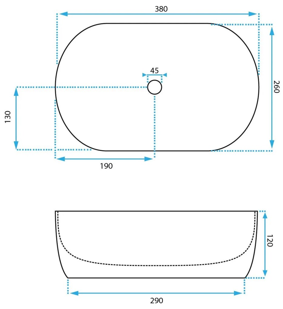 Rea Amelia Mini, asztali mosogató 380x260x120 mm, fehér fényes, REA-U3322