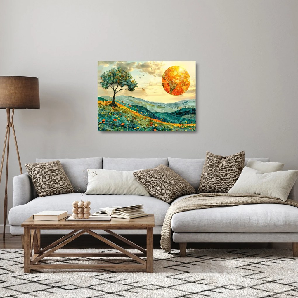 Üveg kép - Tájkép illusztráció (70x50 cm)