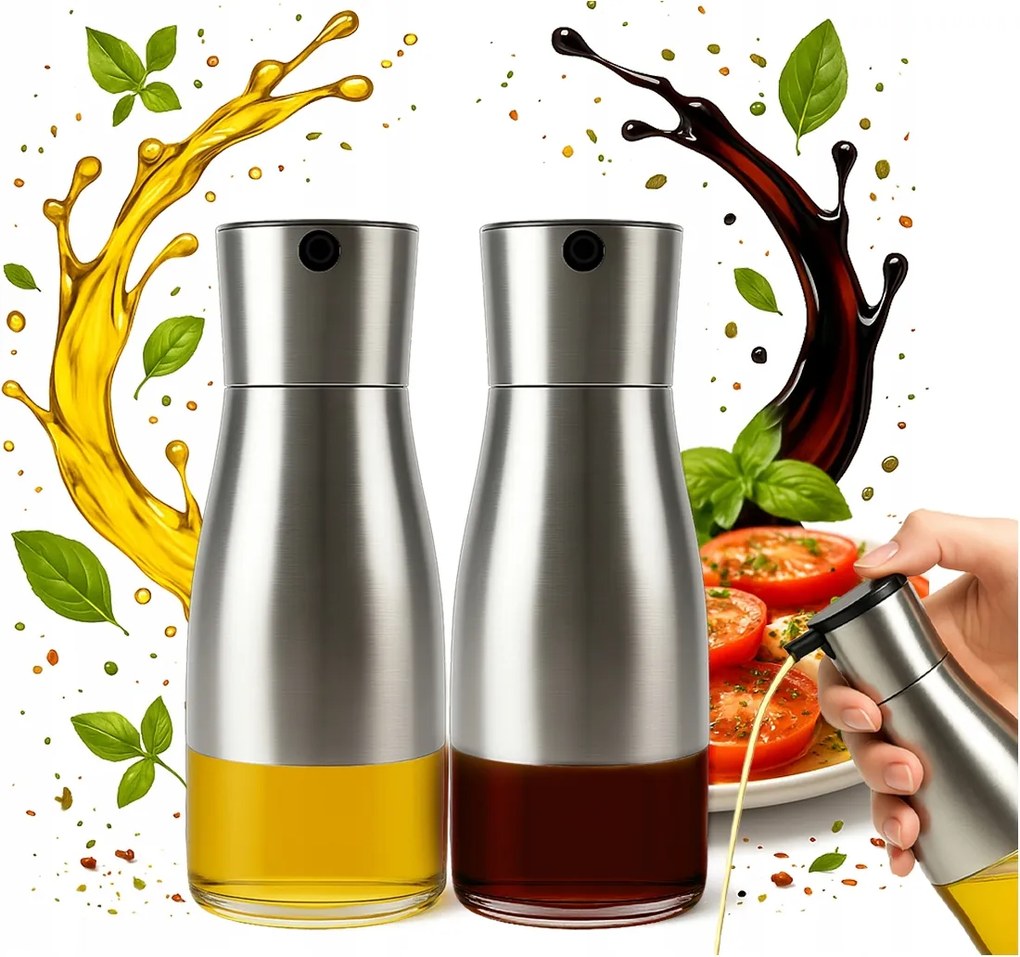 2xOlajolaj ecet adagoló Üvegpalack fém kupakkal 320 ml