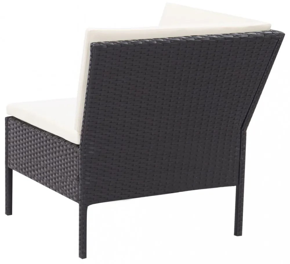 vidaXL 3 részes fekete polyrattan kerti ülőgarnitúra párnákkal