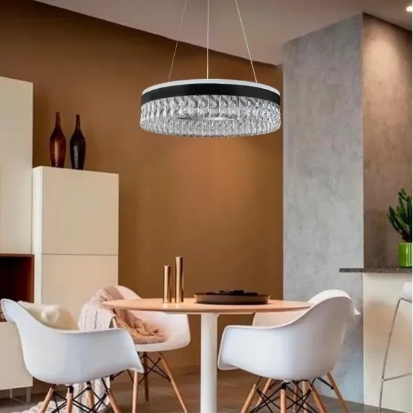 LED dimmelhető csillár zsinóron LED/90W/230V 3000-6500K fekete + távirányítás