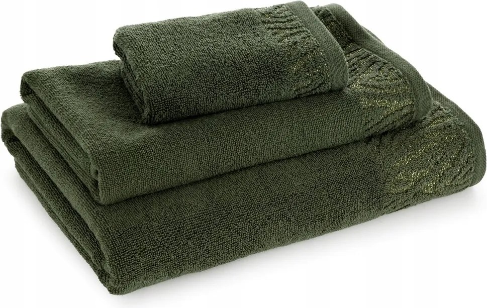 Pamut törölköző bordó fényes cérnával Margo 50x90 olivazöld