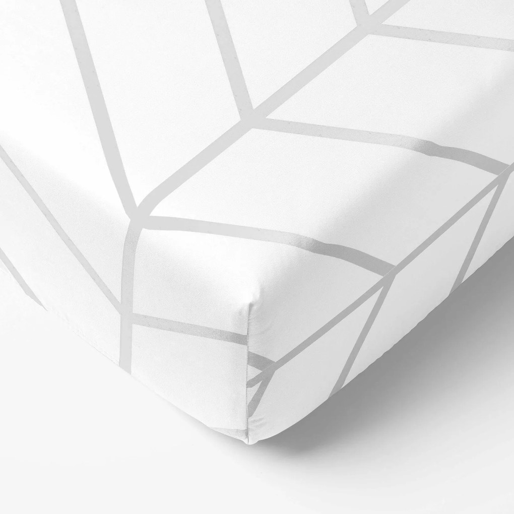 Goldea pamut gumis lepedő - szürke cikkcakk fehéren 80 x 200 cm