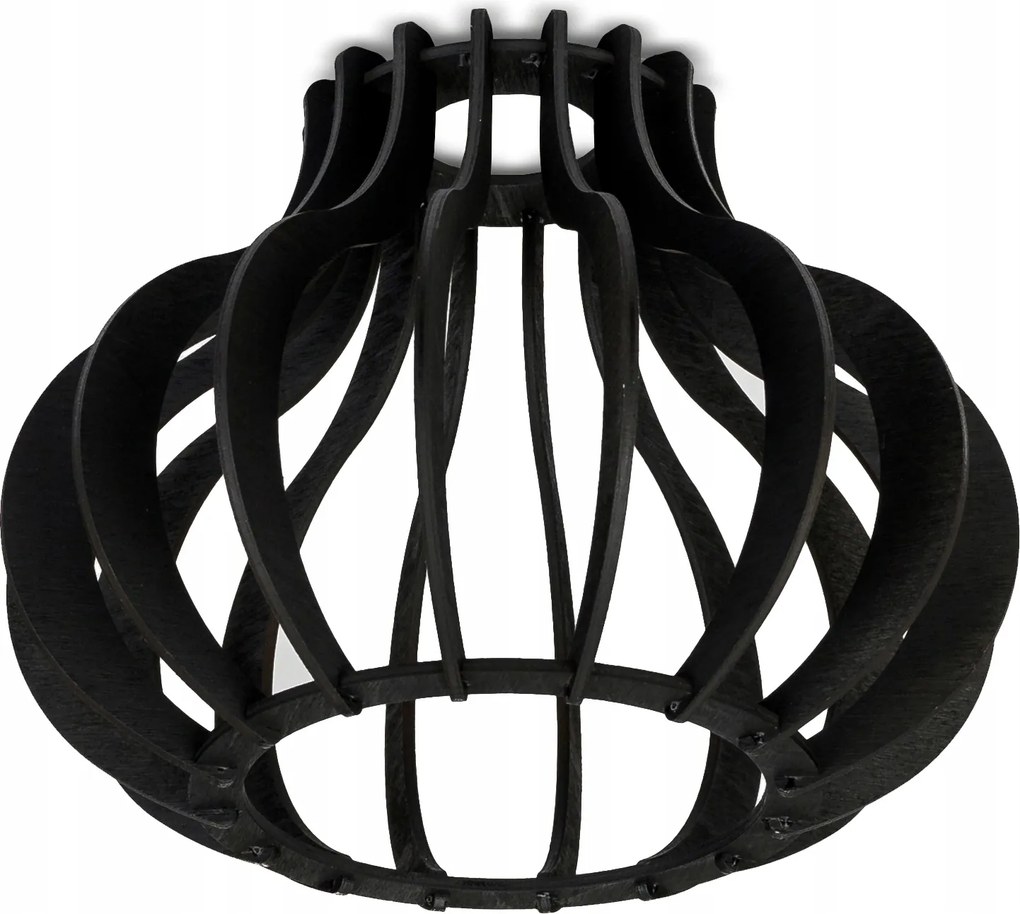 Fa lámpabúra fekete E27-es Loft lámpákhoz 23cm fa