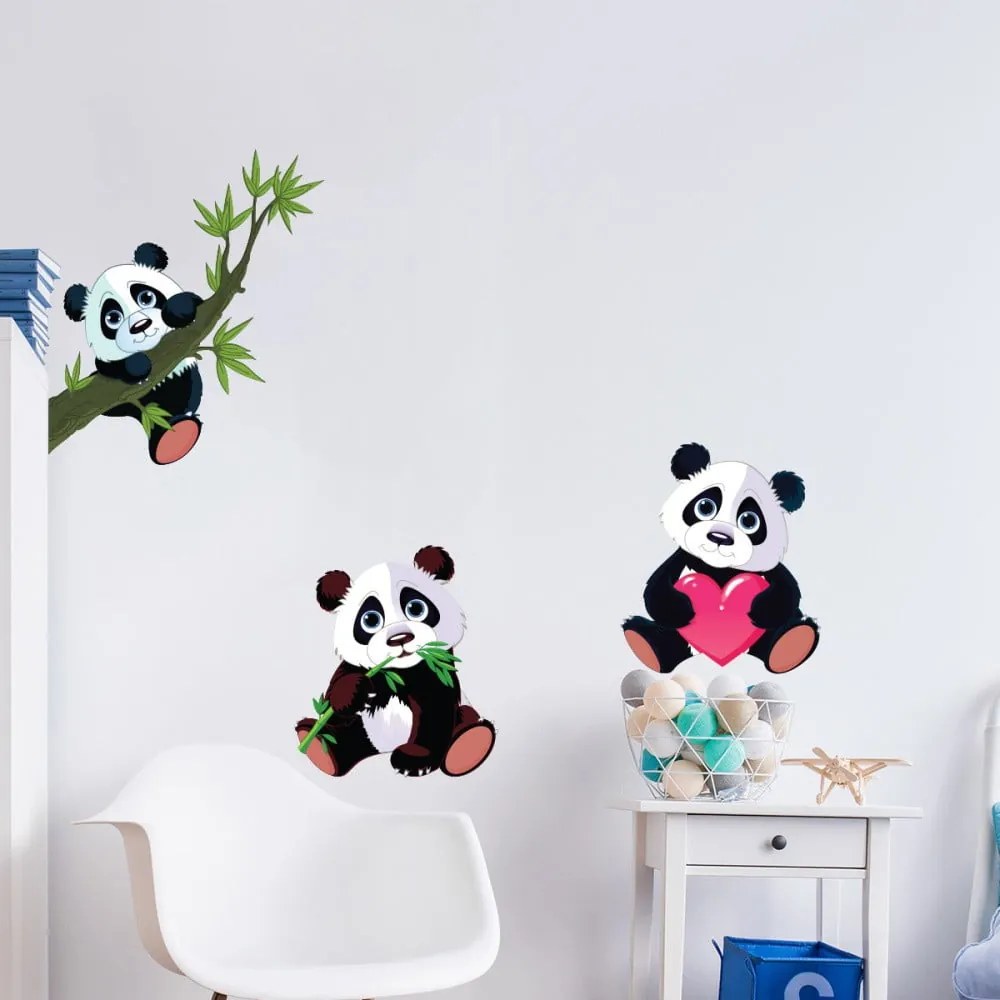 Panda 3 db-os gyerek falmatrica szett - Ambiance