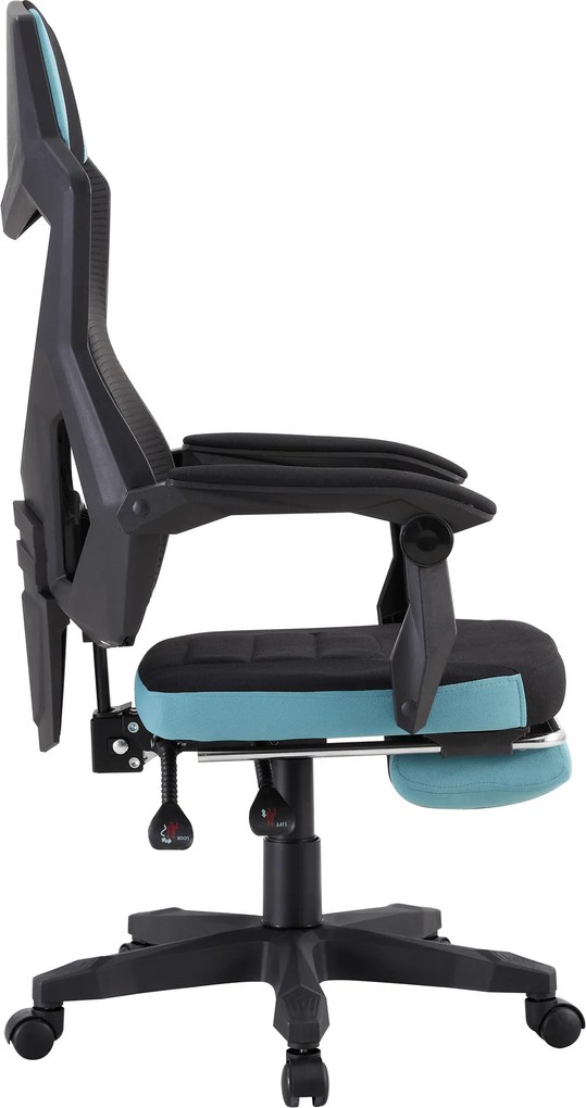 Irodai/gamer szék, fekete/neomint,  teherbírás 150 kg, JORIK NEW