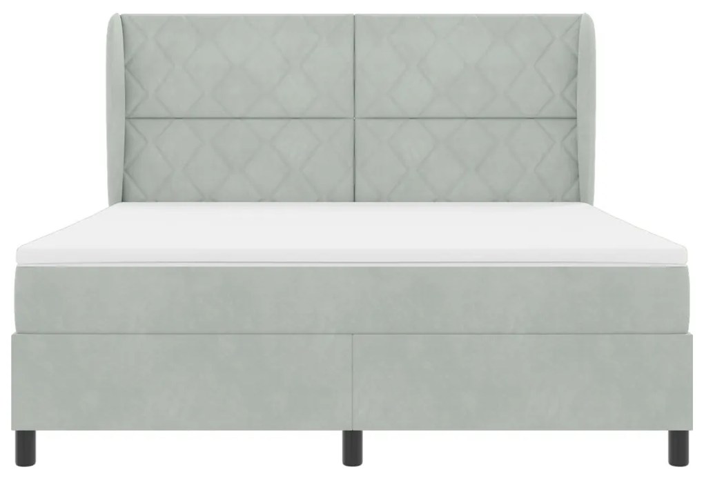 Boxspring Ágy Matrac Kép Szürke 180x200 cm Bársony