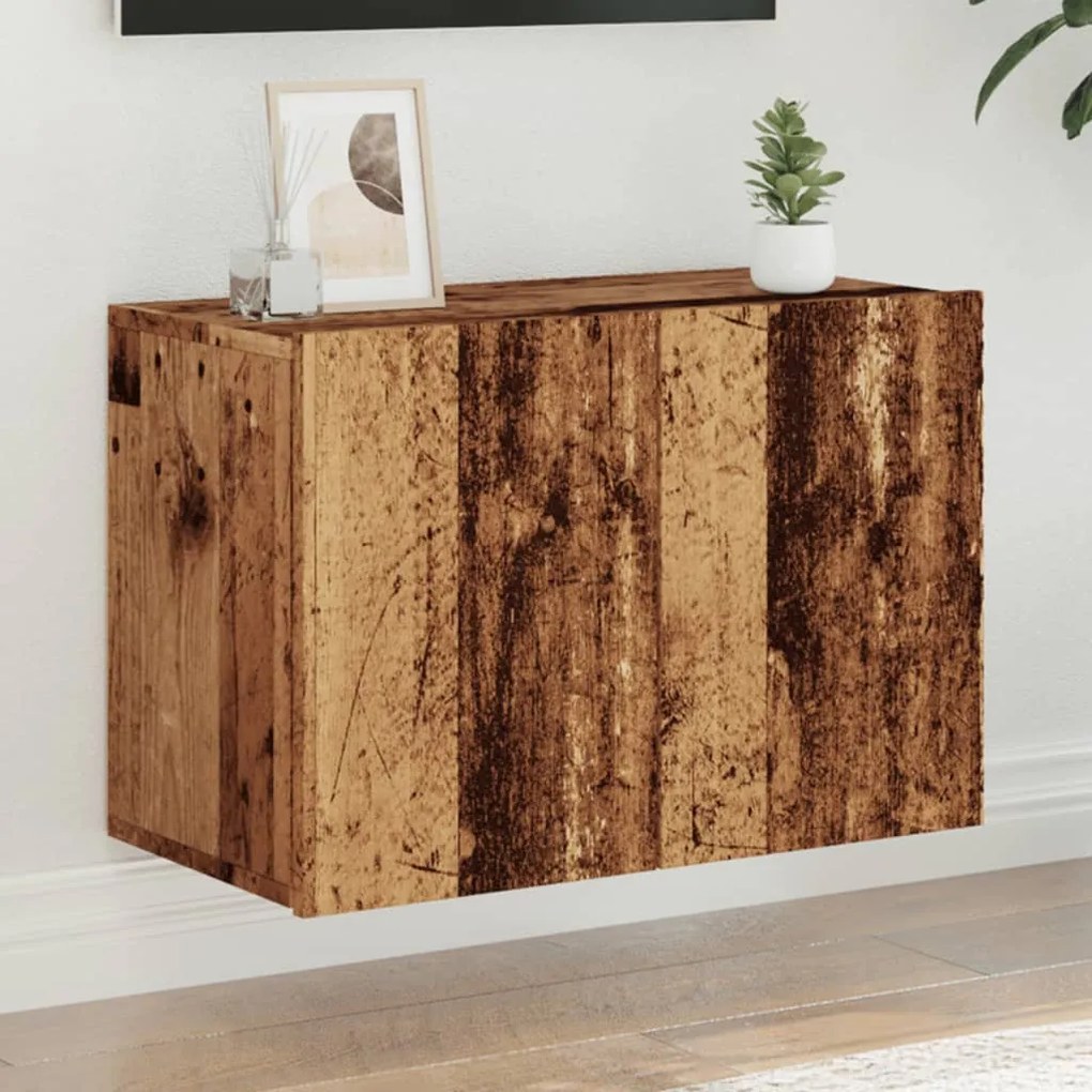 antik fa színű falra szerelhető TV-szekrény 60 x 30 x 41 cm