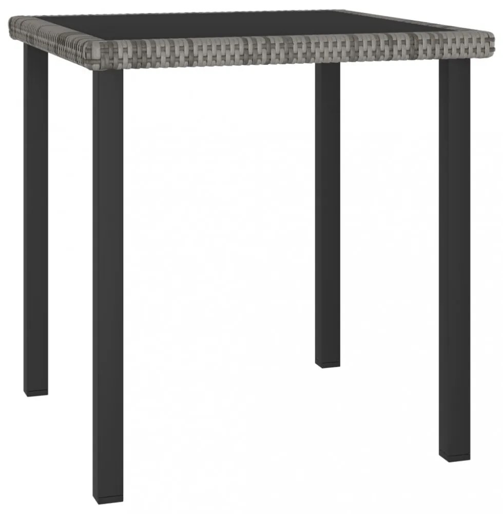 szürke polyrattan kerti étkezőasztal 70 x 70 x 73 cm