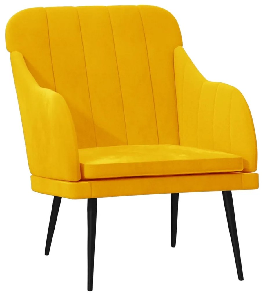 Sárga bársonyfotel 63 x 76 x 80 cm