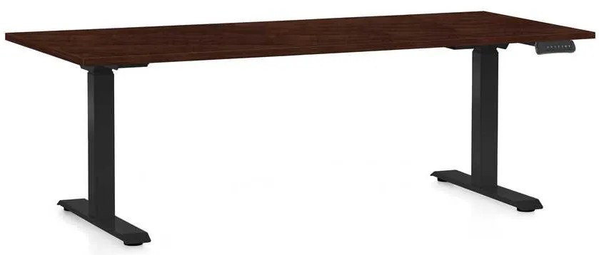 OfficeTech C állítható magasságú asztal, 180 x 80 cm, fekete alap, wenge