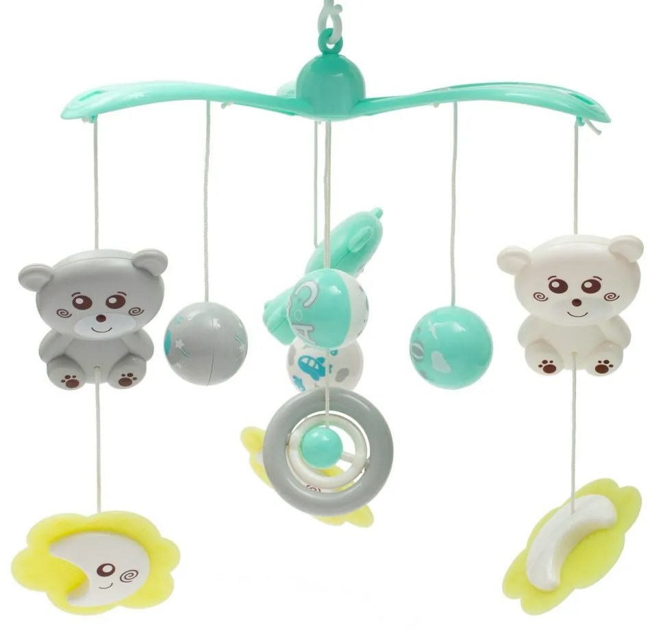 Baby Mix körhinta a kiságy felett fényvetítővel,zöld színű