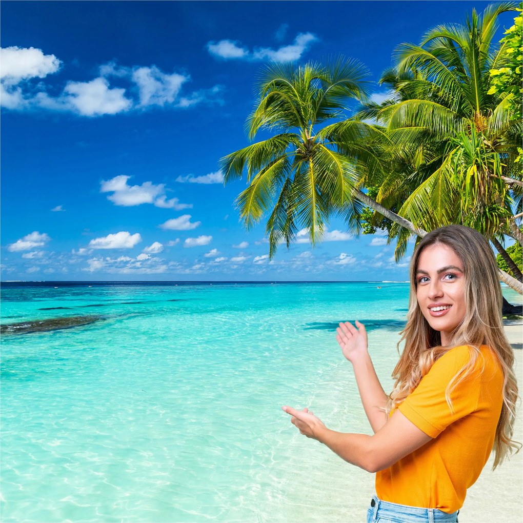 Fotótapéta Nappali Hálószoba Tengerpart Nap Pálmafák 490x260 PMSP08W