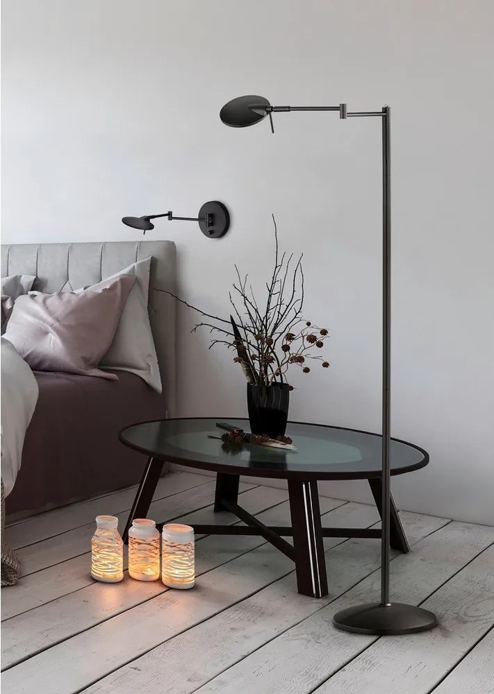 Matt fekete LED dimmelhető fali lámpa hajlítható szerkezettel Kazan – Trio