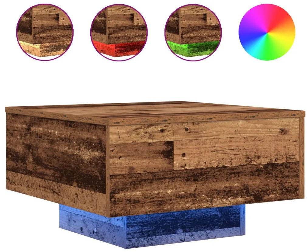 vidaXL Dohányzóasztal Öreg fa 55 x 55 x 31 cm Faanyag
