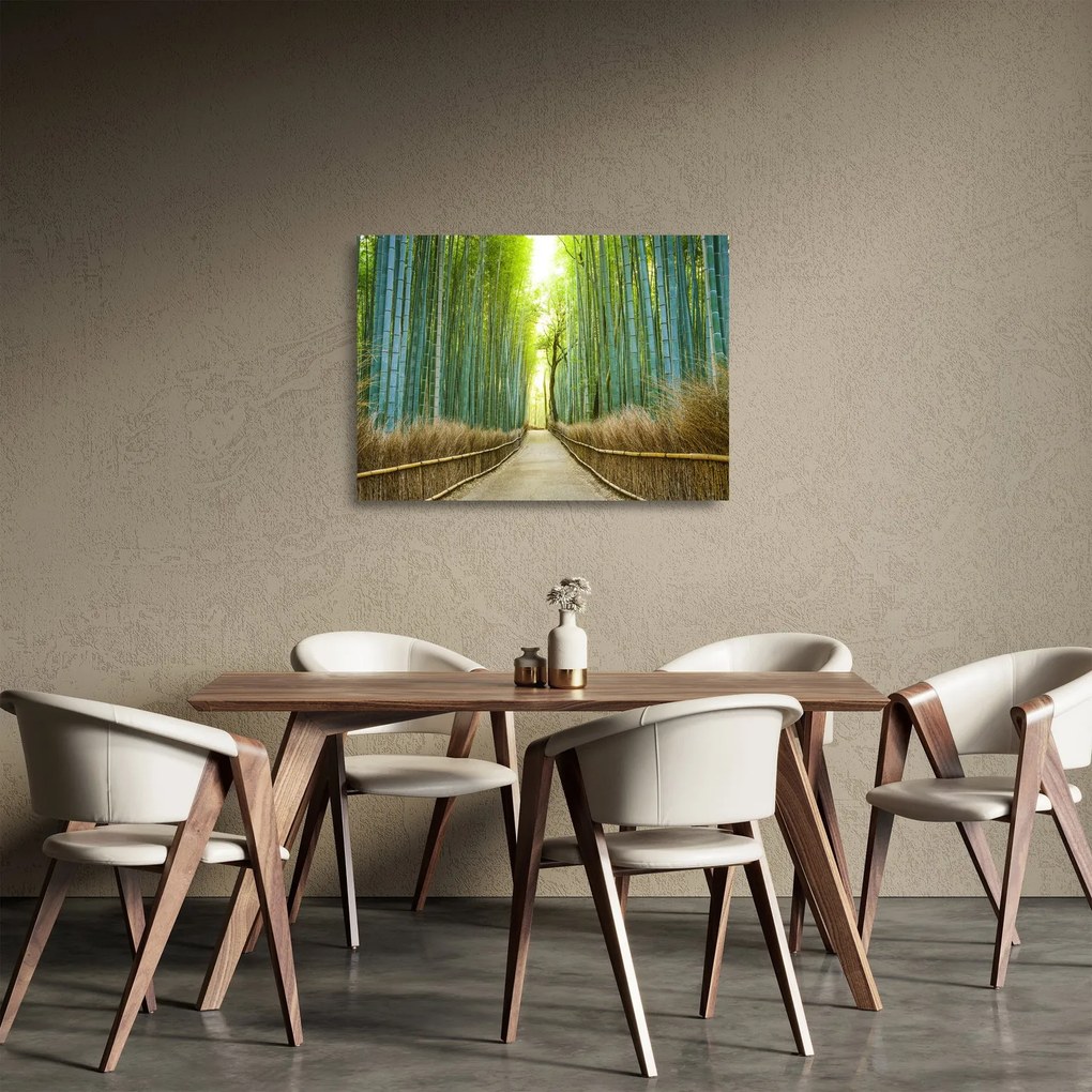 Üveg kép - Bambusz erdő (70x50 cm)