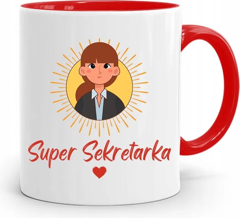 Piros Bögre Ajándék Szuper Titkárnőnek, fényképes nyomattal