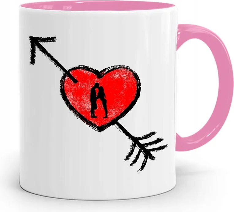 Rózsaszín Bögre Valentin Napra Couple nyomott mintával, fényképpel