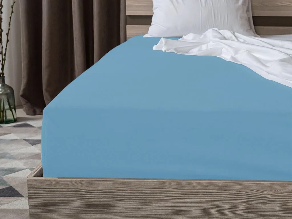 Jersey világoskék lepedő 200 x 220 cm