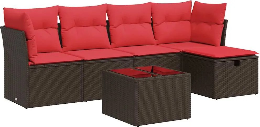 vidaXL 6 részes barna polyrattan kerti ülőgarnitúra párnával