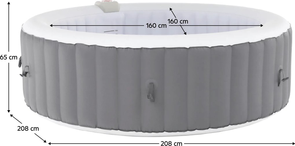 Felfújható pezsgőfürdő, fehér/szürke, 4-6 személy, 1000 l, KAMINO NEW TYP 2