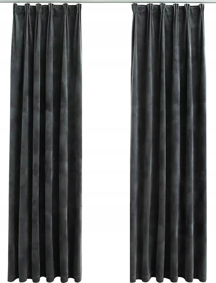 Függöny akasztóval, 2 db, bársonyos, antracit, 140x225 cm F19
