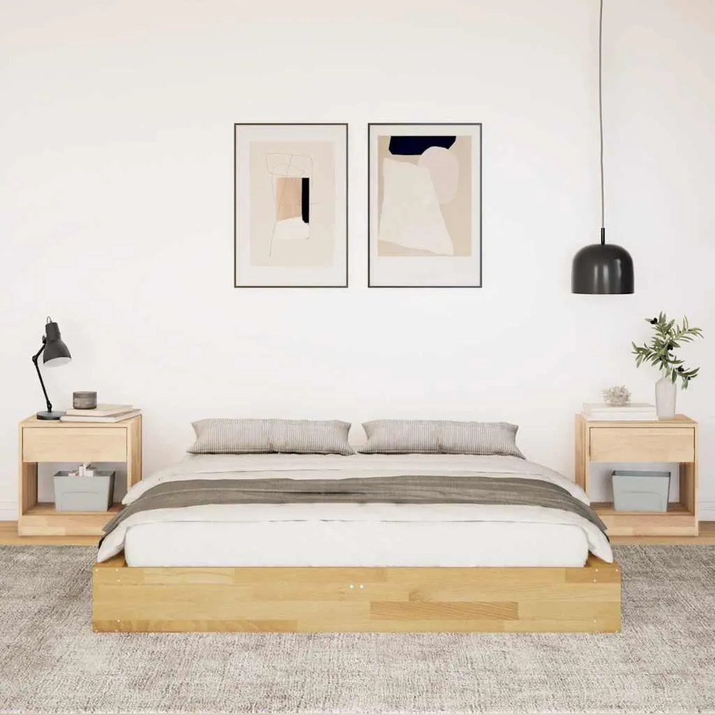 ágykeret matrac nélkül 140x200 cm tömör fa tölgyfa