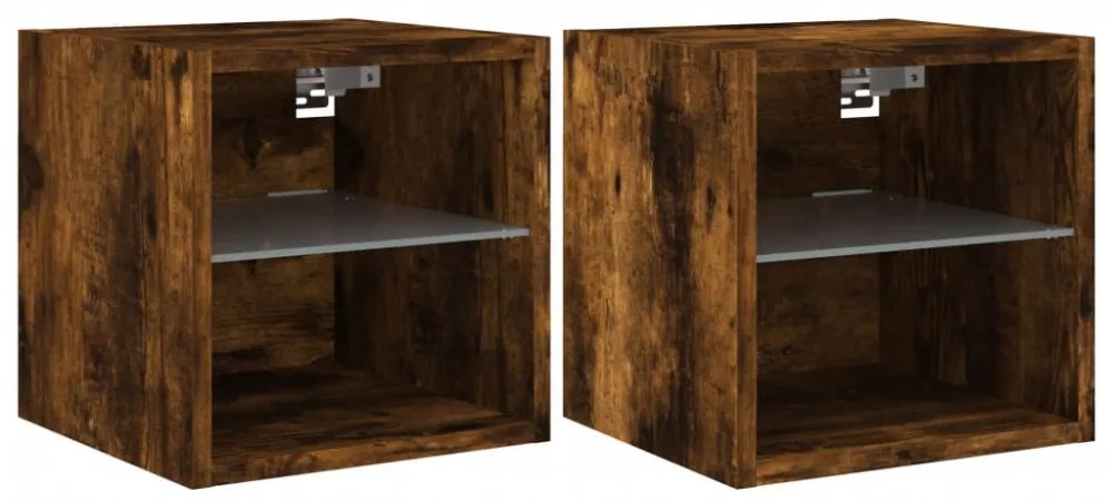 2 db füstös tölgy fali TV-szekrény LED-ekkel 30 x 28,5 x 30 cm