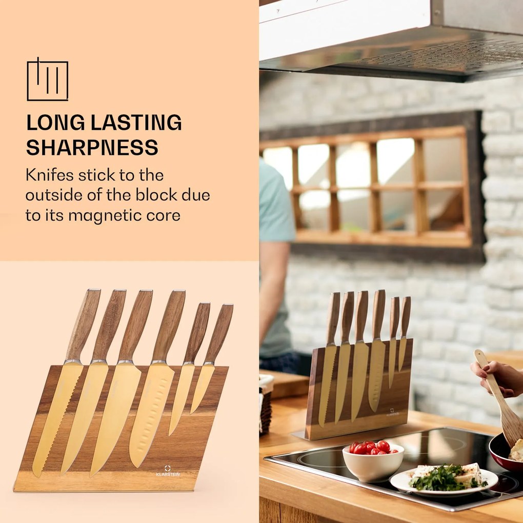 Klarstein Kazuno, késkészlet, 7 darabos, mágneses tömb, PVD, titánium felület