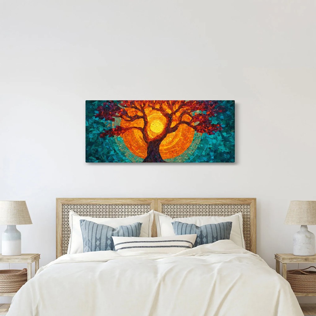 Kép - Az élet fája és a nap mozaikban (120x50 cm)
