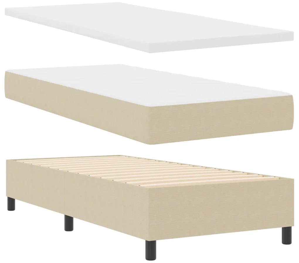 Box Spring Ágy Matraccal & LED Fénnyel Bézs 80x200 cm Bársonyos Szövet